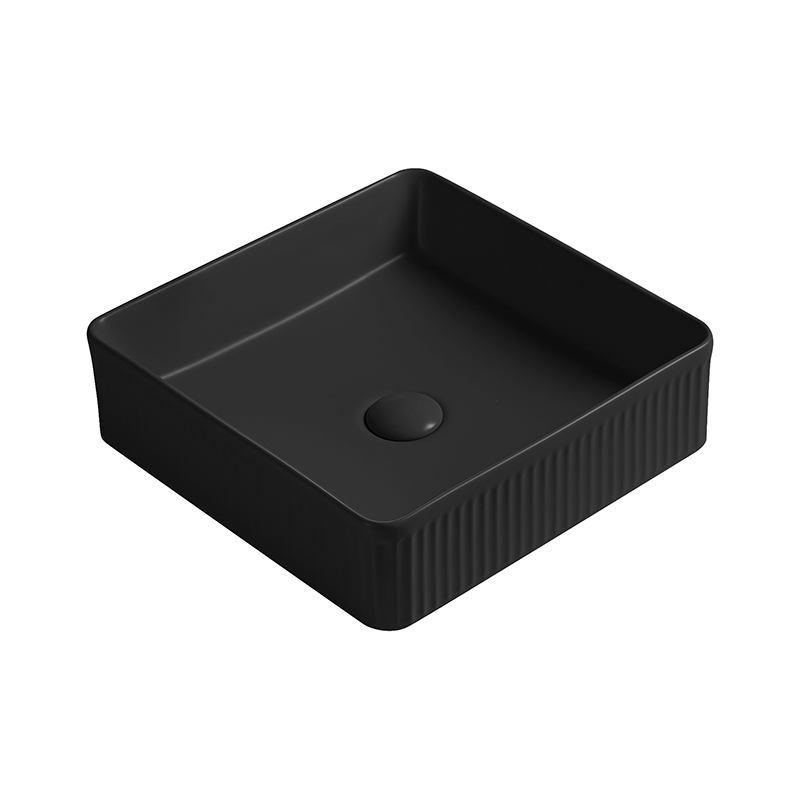 Mexen Grovo umývadlo na doske ryhované 41 x 41 cm, čierna matná - 22304185