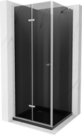 Mexen Lima skladací sprchový kút 80 x 80 cm, grafit, chróm + vanička Flat, čierna - 856-080-080-01-40-4070