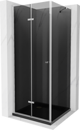 Mexen Lima skladací sprchovací kút 90 x 90 cm, grafit, chróm + vanička Flat, čierna - 856-090-090-01-40-4070
