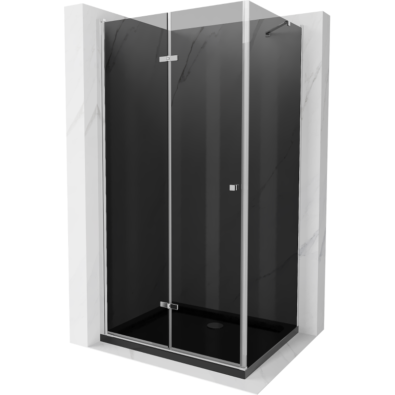 Mexen Lima skladací sprchový kút 90 x 120 cm, grafit, chróm + vanička Flat, čierny - 856-090-120-01-40-4070