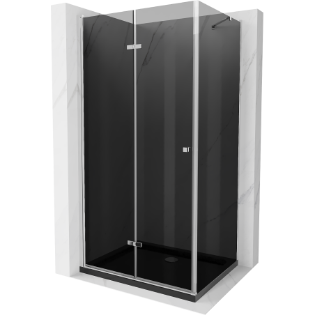 Mexen Lima skladací sprchový kút 90 x 120 cm, grafit, chróm + vanička Flat, čierny - 856-090-120-01-40-4070