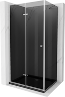 Mexen Lima skladacia sprchová kabína 90 x 120 cm, grafit, chróm + sprchová vanička Flat, čierna - 856-090-120-01-40-4070