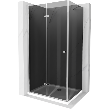 Mexen Lima skladací sprchovací kút 70 x 90 cm, grafit, chróm + vanička Flat, biela - 856-070-090-01-40-4010