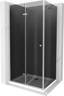Mexen Lima skladací sprchový kút 80 x 70 cm, grafit, chróm + vanička Flat, biela - 856-080-070-01-40-4010