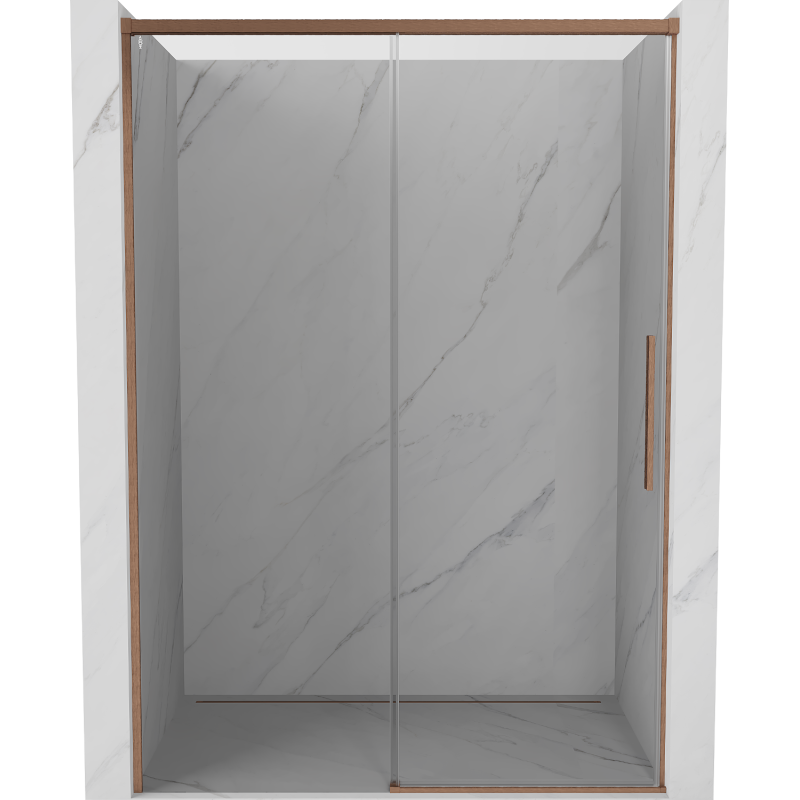 Mexen Rox posuvné sprchové dvere 140 cm, transparentné, brúsená meď - 8C2-140-000-65-00