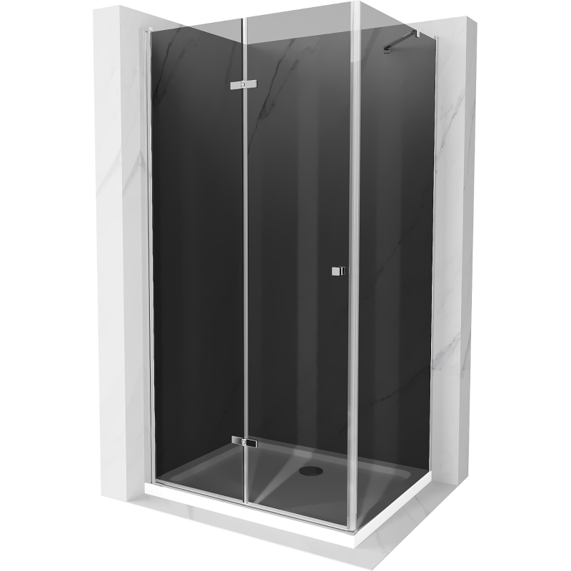 Mexen Lima skladacia sprchová kabína 90 x 80 cm, grafit, chróm + vanička Flat, biela - 856-090-080-01-40-4010