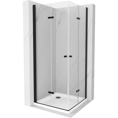 Mexen Lima Duo skladacia sprchová kabína 90 x 90 cm, priehľadná, čierna + plochá vanička - 856-090-090-70-02-4010B