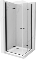 Mexen Lima Duo skladací sprchovací kút 90 x 90 cm, transparentný, čierny + vanička Flat - 856-090-090-70-02-4010B