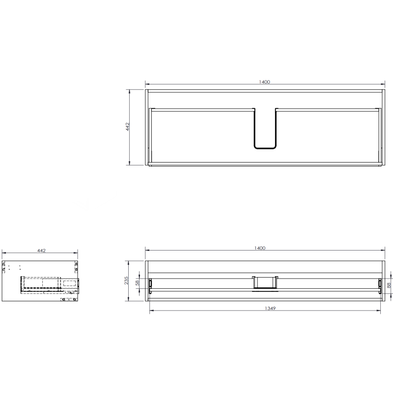 Mexen Orio kúpeľňová skrinka 140 cm s umývadlom Vela, 1 zásuvka, grafit mat/biela mat - 91A10-14023-1-BF66-W23M01