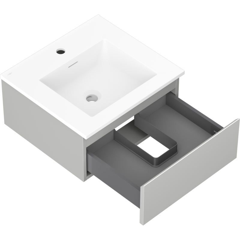 Mexen Orio kúpeľňová skrinka 50 cm s umývadlom Otis, 1 zásuvka, sivá matná/biela matná - 91A10-05023-1-BF62-W18M01