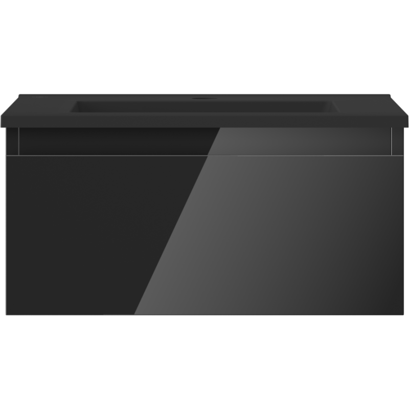 Mexen Orio kúpeľňová skrinka 50 cm s umývadlom Otis, 1 zásuvka, čierny lesk/čierny mat - 91A10-05023-1-BF70-W18M71