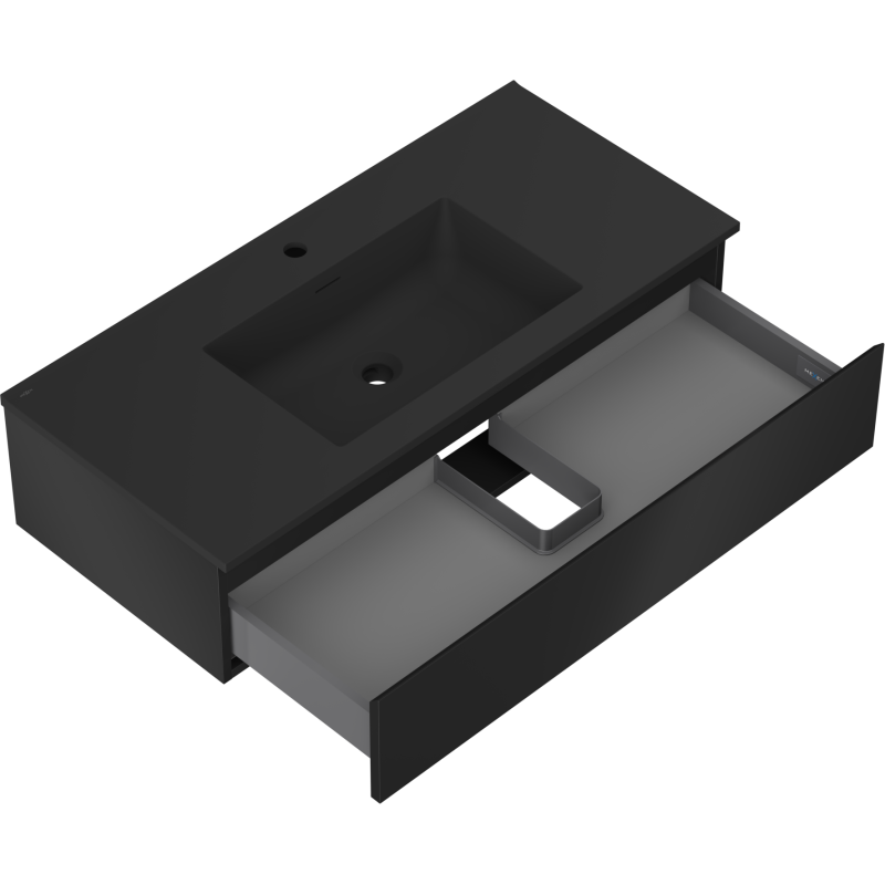 Mexen Orio kúpeľňová skrinka 100 cm s umývadlom Otis, 1 zásuvka, čierna matná - 91A10-10023-1-BF71-W18M71