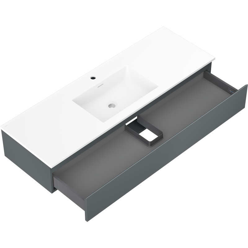 Mexen Orio kúpeľňová skrinka 140 cm s umývadlom Otis, 1 zásuvka, grafit mat/biela mat - 91A10-14023-1-BF66-W18M01