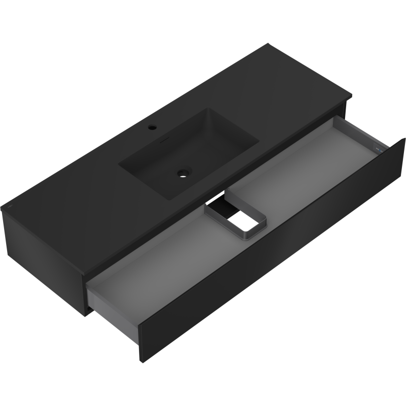 Mexen Orio kúpeľňová skrinka 140 cm s umývadlom Otis, 1 zásuvka, čierna matná - 91A10-14023-1-BF71-W18M71