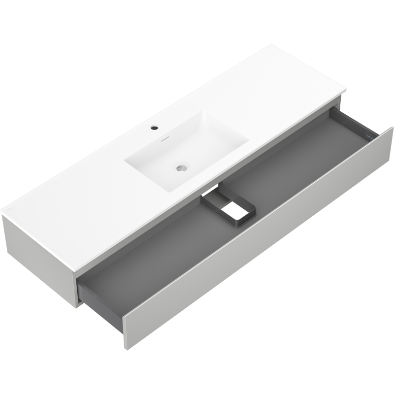 Mexen Orio kúpeľňová skrinka 160 cm s umývadlom Otis, 1 zásuvka, sivá matná/biela matná - 91A10-16023-1-BF62-W18M01