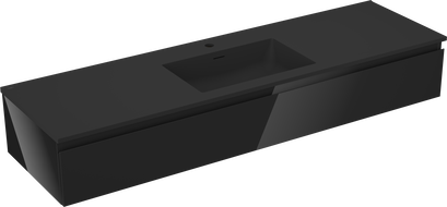 Mexen Orio kúpeľňová skrinka 160 cm s umývadlom Otis, 1 zásuvka, čierny lesk/čierna mat - 91A10-16023-1-BF70-W18M71