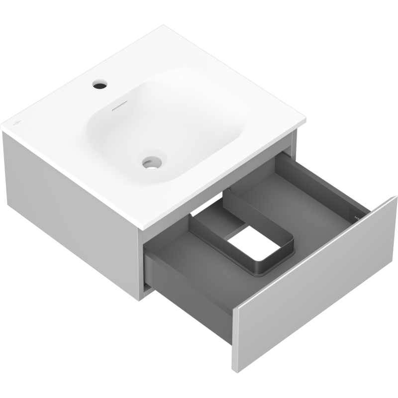 Mexen Orio 50 cm kúpeľňová skrinka s umývadlom Vela, 1 zásuvka, sivá matná/biela matná - 91A10-05023-1-BF62-W23M01