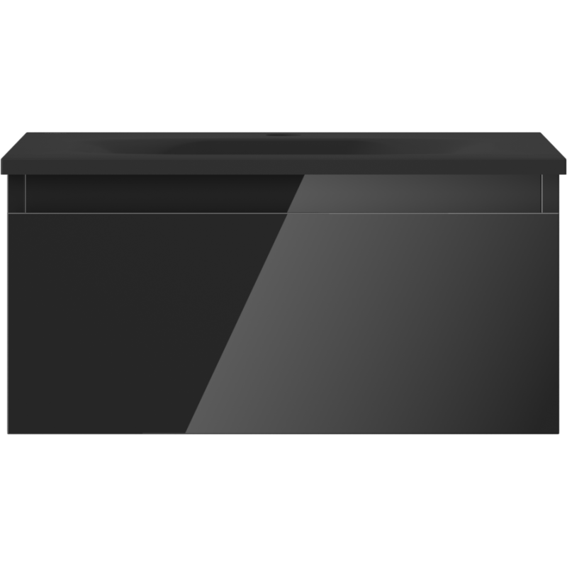 Mexen Orio kúpeľňová skrinka 50 cm s umývadlom Vela, 1 zásuvka, čierny lesk/čierny mat - 91A10-05023-1-BF70-W23M71