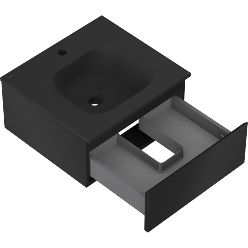 Mexen Orio kúpeľňová skrinka 50 cm s umývadlom Vela, 1 zásuvka, čierny mat - 91A10-05023-1-BF71-W23M71
