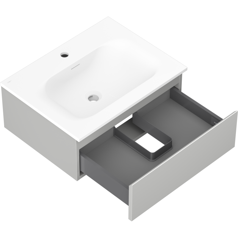 Mexen Orio kúpeľňová skrinka 60 cm s umývadlom Vela, 1 zásuvka, šedá matná/biela matná - 91A10-06023-1-BF62-W23M01