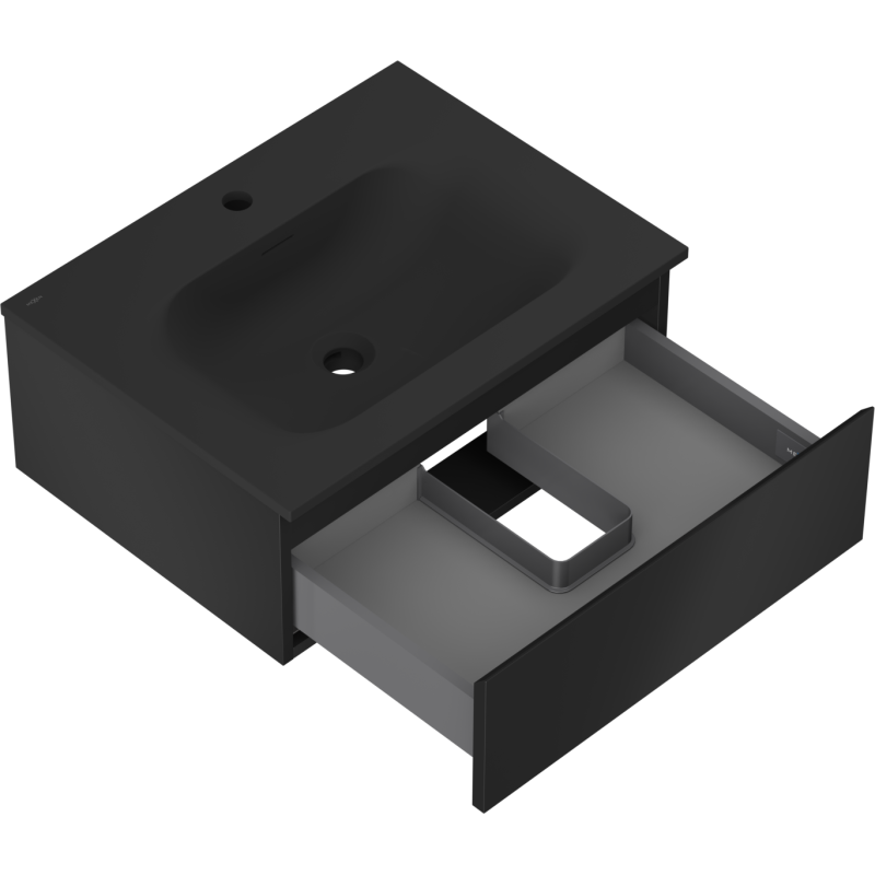 Mexen Orio kúpeľňová skrinka 60 cm s umývadlom Vela, 1 zásuvka, čierna matná - 91A10-06023-1-BF71-W23M71