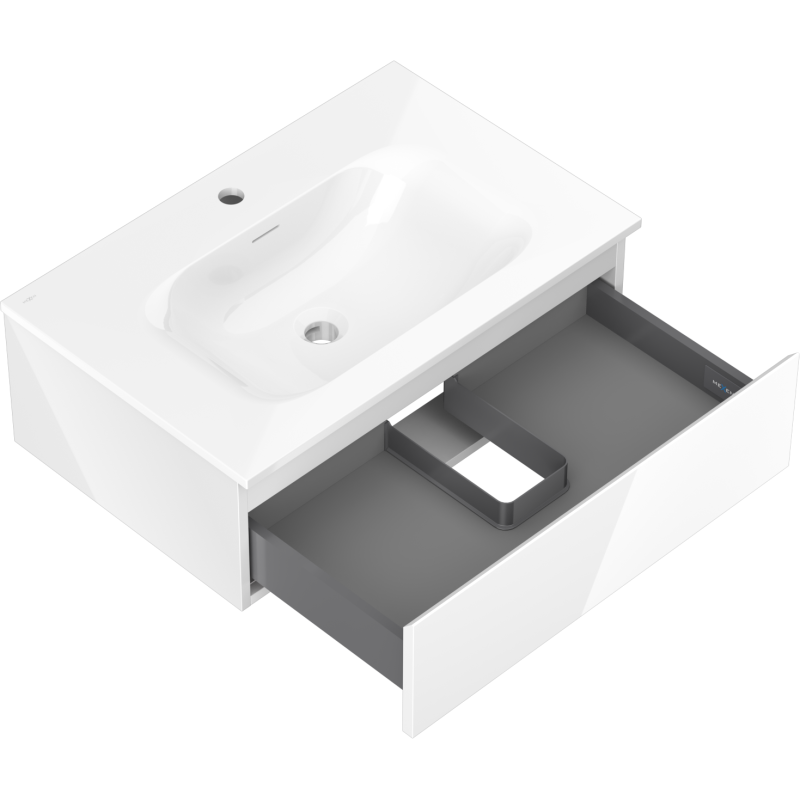 Mexen Orio Kúpeľňová skrinka 70 cm s umývadlom Vela, 1 zásuvka, biely lesk - 91A10-07023-1-BF00-W23M00
