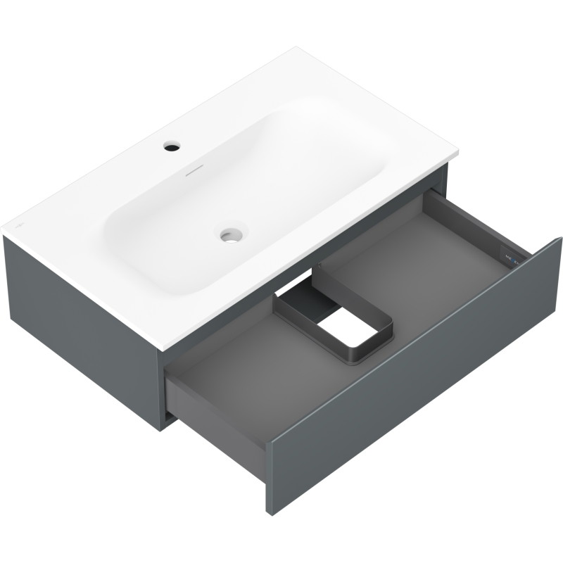Mexen Orio kúpeľňová skrinka 80 cm s umývadlom Vela, 1 zásuvka, grafit mat/biela mat - 91A10-08023-1-BF66-W23M01