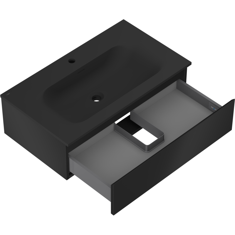 Mexen Orio kúpeľňová skrinka 80 cm s umývadlom Vela, 1 zásuvka, čierna matná - 91A10-08023-1-BF71-W23M71