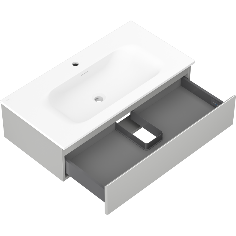 Mexen Orio kúpeľňová skrinka 90 cm s umývadlom Vela, 1 zásuvka, sivá matná/biela matná - 91A10-09023-1-BF62-W23M01