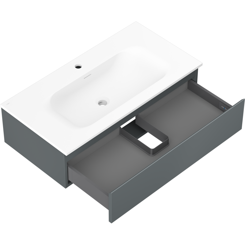 Mexen Orio kúpeľňová skrinka 90 cm s umývadlom Vela, 1 zásuvka, grafit mat/biela mat - 91A10-09023-1-BF66-W23M01