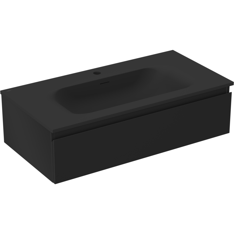 Mexen Orio kúpeľňová skrinka 90 cm s umývadlom Vela, 1 zásuvka, čierna matná - 91A10-09023-1-BF71-W23M71