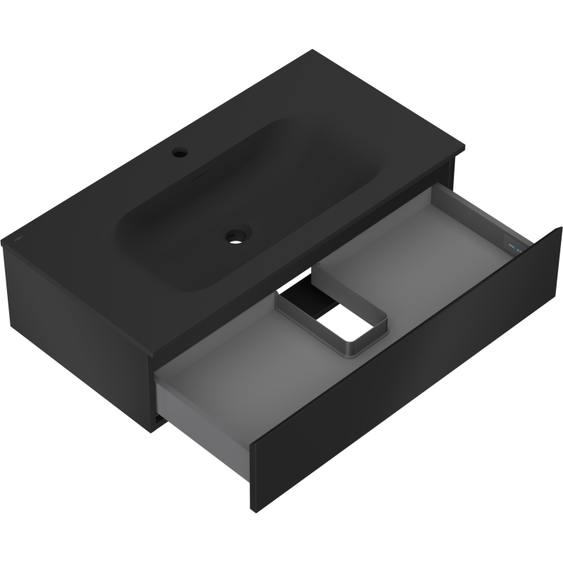 Mexen Orio kúpeľňová skrinka 90 cm s umývadlom Vela, 1 zásuvka, čierna matná - 91A10-09023-1-BF71-W23M71