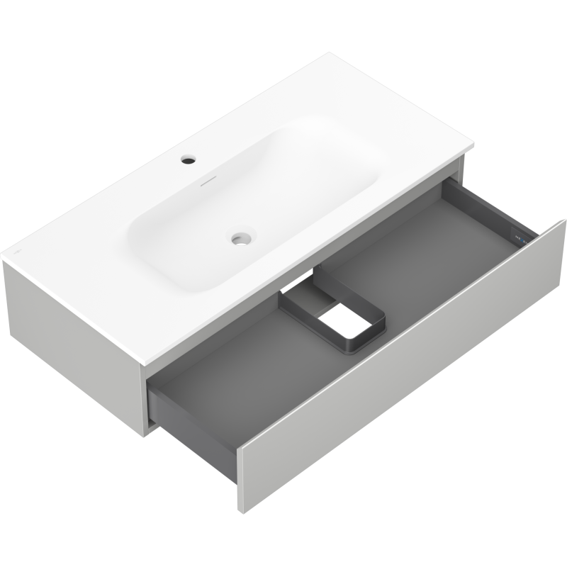 Mexen Orio kúpeľňová skrinka 100 cm s umývadlom Vela, 1 zásuvka, sivá matná/biela matná - 91A10-10023-1-BF62-W23M01