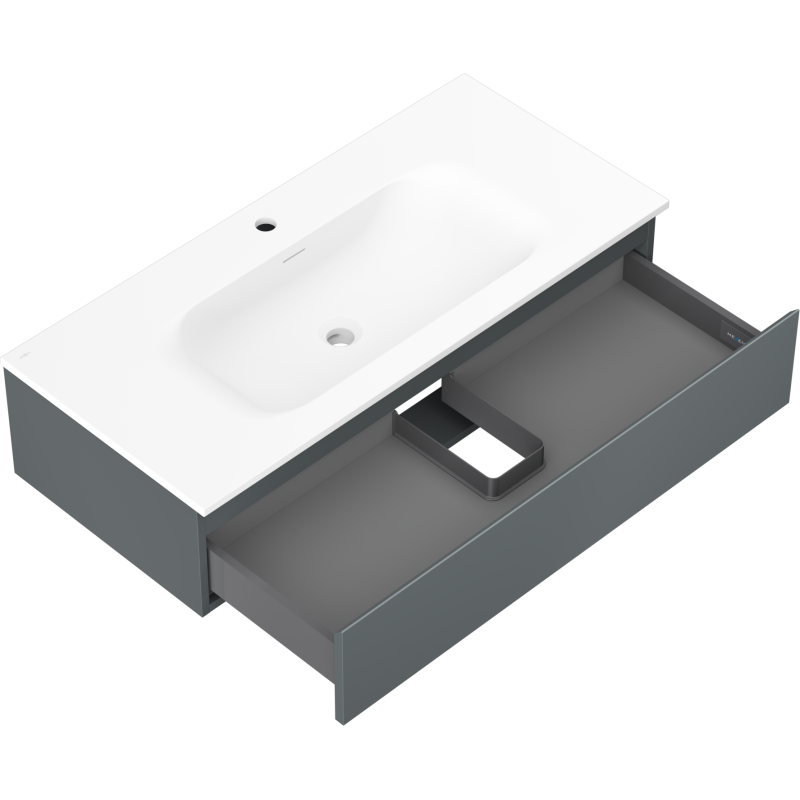 Mexen Orio kúpeľňová skrinka 100 cm s umývadlom Vela, 1 zásuvka, grafit mat/biela mat - 91A10-10023-1-BF66-W23M01