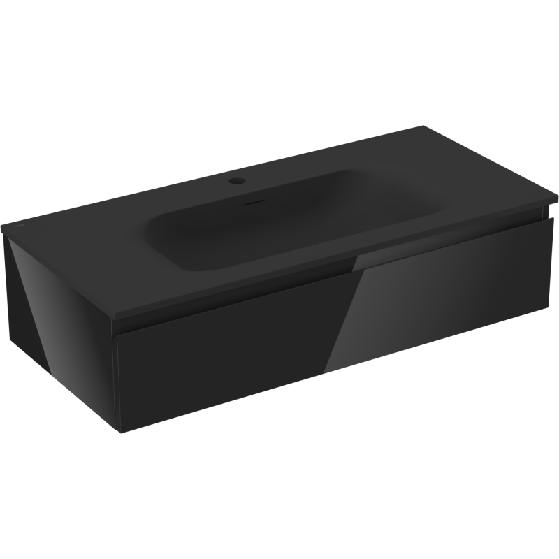 Mexen Orio kúpeľňová skrinka 100 cm s umývadlom Vela, 1 zásuvka, čierna lesk/čierna mat - 91A10-10023-1-BF70-W23M71