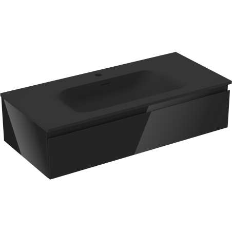 Mexen Orio kúpeľňová skrinka 100 cm s umývadlom Vela, 1 zásuvka, čierna lesk/čierna mat - 91A10-10023-1-BF70-W23M71