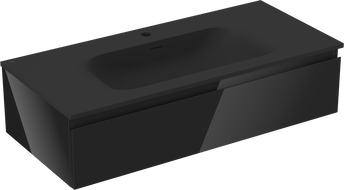 Mexen Orio kúpeľňová skrinka 100 cm s umývadlom Vela, 1 zásuvka, čierna lesk/čierna mat - 91A10-10023-1-BF70-W23M71