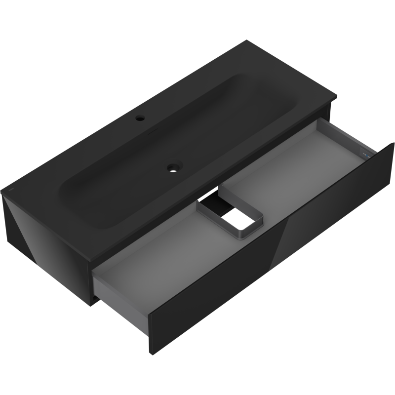 Mexen Orio kúpeľňová skrinka 120 cm s umývadlom Vela, 1 zásuvka, čierny lesk/čierny mat - 91A10-12023-1-BF70-W23M71