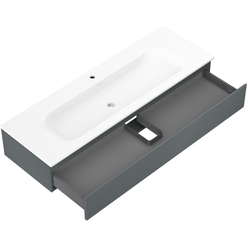 Mexen Orio kúpeľňová skrinka 140 cm s umývadlom Vela, 1 zásuvka, grafit mat/biela mat - 91A10-14023-1-BF66-W23M01