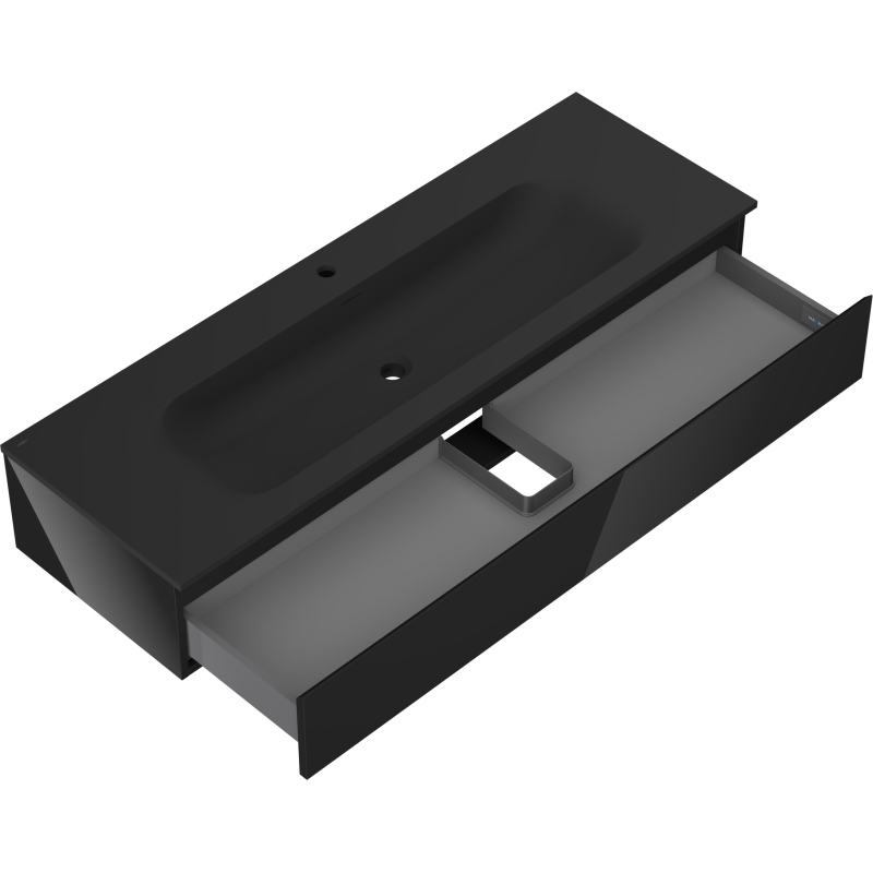 Mexen Orio kúpeľňová skrinka 140 cm s umývadlom Vela, 1 zásuvka, čierny lesk/čierny mat - 91A10-14023-1-BF70-W23M71
