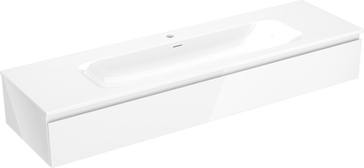 Mexen Orio kúpeľňová skrinka 160 cm s umývadlom Vela, 1 zásuvka, biely lesk - 91A10-16023-1-BF00-W23M00