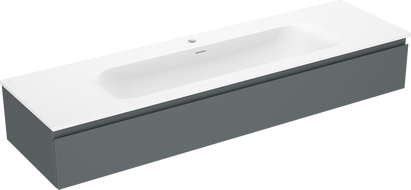 Mexen Orio kúpeľňová skrinka 160 cm s umývadlom Vela, 1 zásuvka, grafit mat/biela mat - 91A10-16023-1-BF66-W23M01