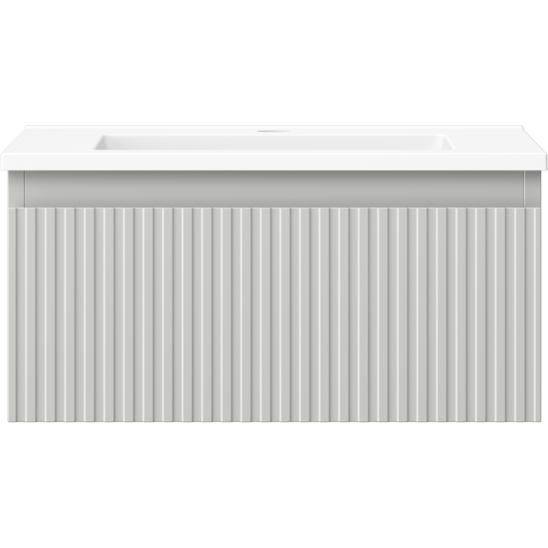 Mexen Rivel kúpeľňová skrinka 50 cm s umývadlom Otis, 1 zásuvka, ryhovaná, šedá matná/biela matná - 91A20-05023-1-BF62-W18M01