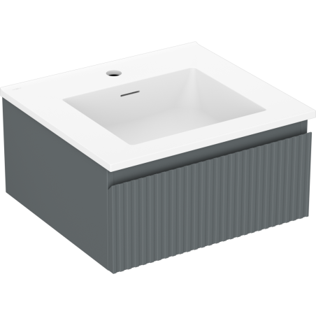 Mexen Rivel kúpeľňová skrinka 50 cm s umývadlom Otis, 1 zásuvka, ryhovaná, grafit mat/biela mat - 91A20-05023-1-BF66-W18M01