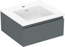 Mexen Rivel kúpeľňová skrinka 50 cm s umývadlom Otis, 1 zásuvka, ryhovaná, grafit mat/biela mat - 91A20-05023-1-BF66-W18M01