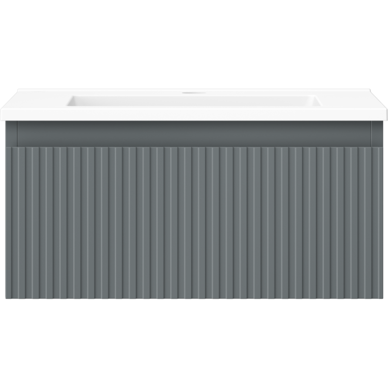 Mexen Rivel kúpeľňová skrinka 50 cm s umývadlom Otis, 1 zásuvka, ryhovaná, grafit mat/biela mat - 91A20-05023-1-BF66-W18M01