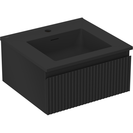 Mexen Rivel kúpeľňová skrinka 50 cm s umývadlom Otis, 1 zásuvka, ryhovaná, čierny mat - 91A20-05023-1-BF71-W18M71
