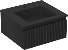 Mexen Rivel kúpeľňová skrinka 50 cm s umývadlom Otis, 1 zásuvka, ryhovaná, čierny mat - 91A20-05023-1-BF71-W18M71