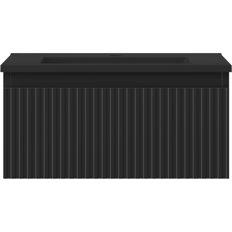 Mexen Rivel kúpeľňová skrinka 50 cm s umývadlom Otis, 1 zásuvka, ryhovaná, čierny mat - 91A20-05023-1-BF71-W18M71