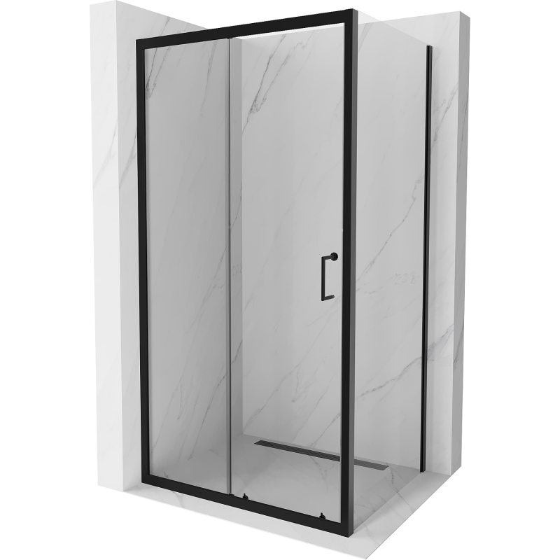 Mexen Apia sprchová kabína, posuvné dvere 90 x 70 cm, transparentnéné, čierna - 840-090-070-70-00